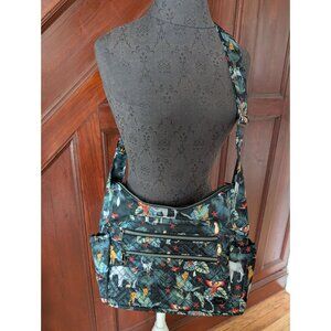 Lug Camper Crossbody Quilted Bag With Jungle Animal Print & Multiple Pockets